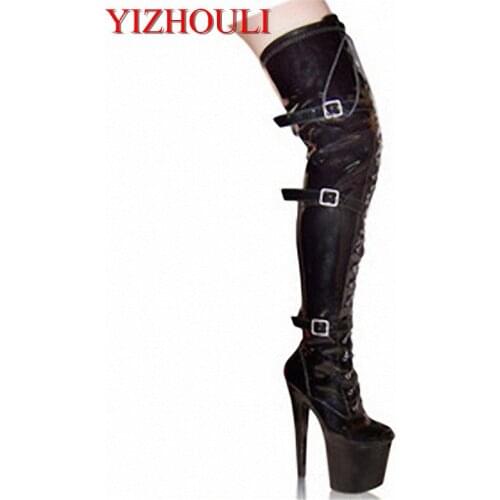 20cm high heel buckle over the knee boots, women 6 inches sexy thigh-high boots