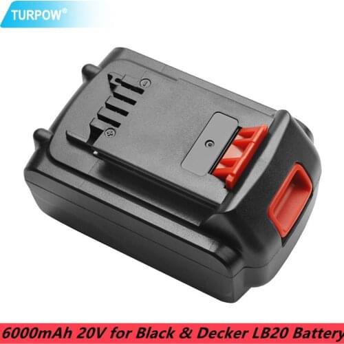 Turpow Replacement 6000mAh 20V 6.0Ah Rechargeable Cordless Tool Battery for Black & Decker LB20 LBXR20 LB2X4020 LGC120