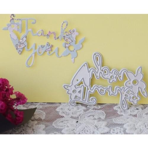 Thank You Happy Birthday Phrase Metal Cutting Dies Stencils for DIY Scrapbooking Photo Album Decor Embossing DIY Paper Cards
