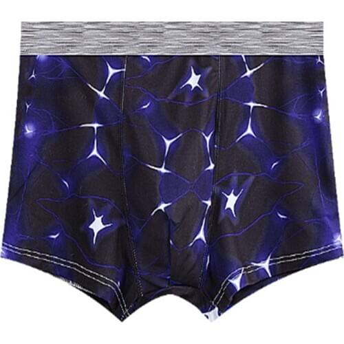 Mid-waist U-bag design printed boxer , breathable and comfortable mens underwear