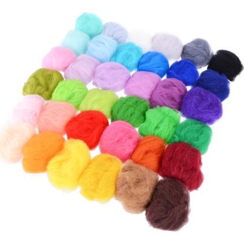 Wool Felt Fiber 36 Non-repetitive Colors 3g Felting Wool Fiber Felt Starter DIY Kit For Needle Felting Handmade