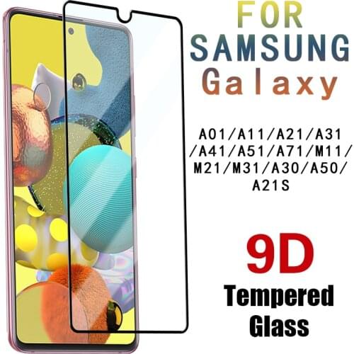9D Protective Glass For Samsung Galaxy A01 A11 A21 A31 A41 A51 A71 Screen Protector M01 M11 M21 M31 M51 A30 A50 Safety Glass