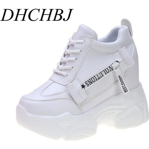Platform shoes white black shoes air for lace shoes casual shoes women sneakers ladies platform sneakers heels wedge 10cm