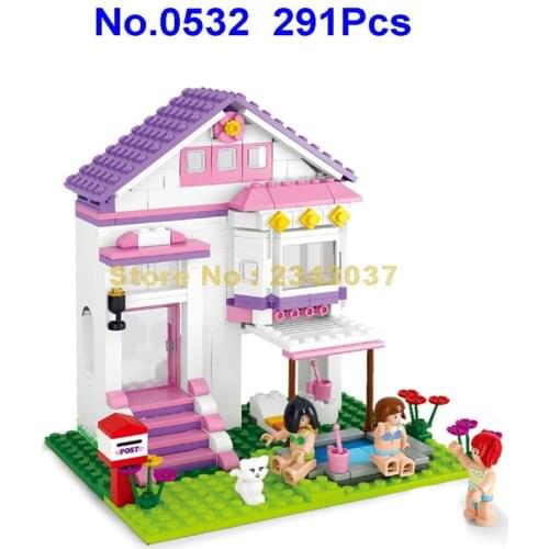 Sluban 0532 291pcs Pink Dream Pool Villa Girl Building Blocks Toy