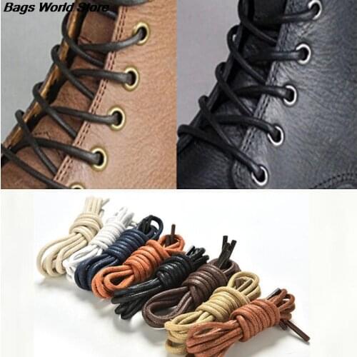 1pair Cotton Shoelaces Waterproof Leather Boot Shoe Laces Round Shape Fine Rope White Black Red Blue Purple Brown Shoelaces