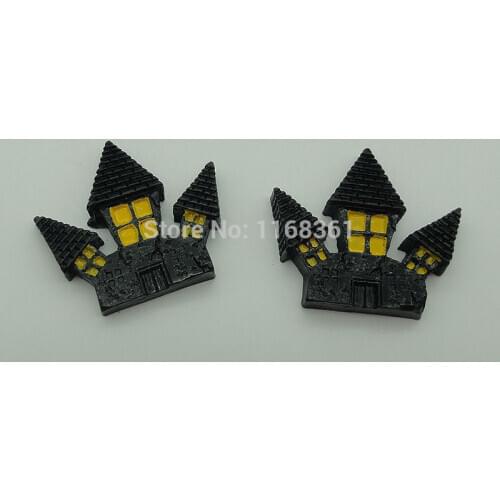 1pcs/lot resin flat back Halloween haunted house 32mm Cabochons Scrapbooking Hair Bow Center DIY Christmas decration C104-1