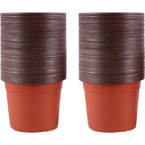 100 Packs of Plastic Seedling Flower Pots, Two-Color Pots, Simple Round Flower Pots, Succulent Planting Brackets for Flower Plan