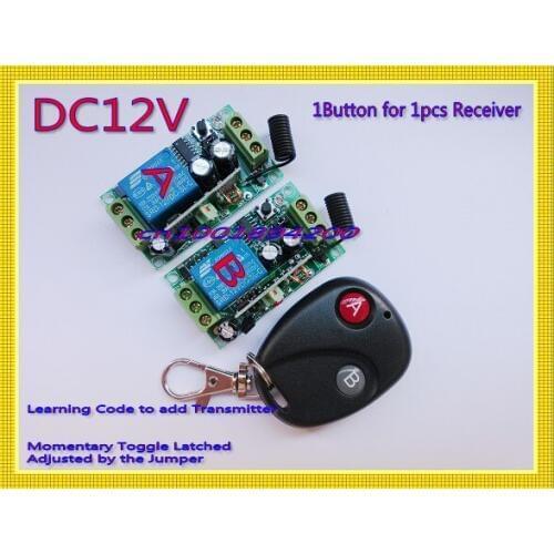 12V1CH RF wireless remote control switch system 2 receivers&1 transmitter independently control output state is adjustable