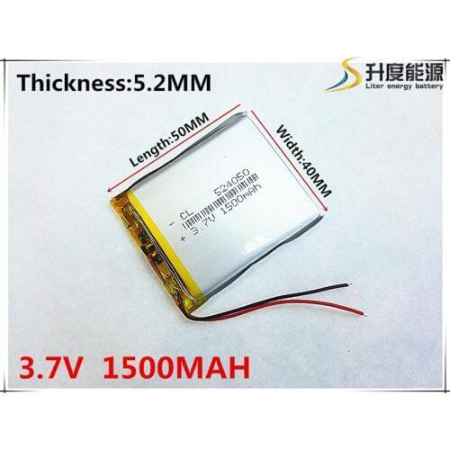 3.7V 1500mAh 524050 Lithium Polymer Li-Po li ion Rechargeable Battery cells For Mp3 MP4 MP5 GPS mobile bluetooth