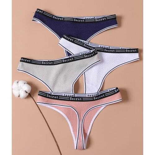 3Pcs/Lot Womens Cotton G-String Thong Panties Underwear Sexy Panties Female Underpants Intimates Solid Color Lingerie Pantys