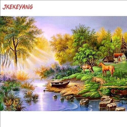 5D DIY square/round Diamond Painting Beautiful little river Cross Stitch Diamond Embroidery Pattern Rhinestone home decor J2267