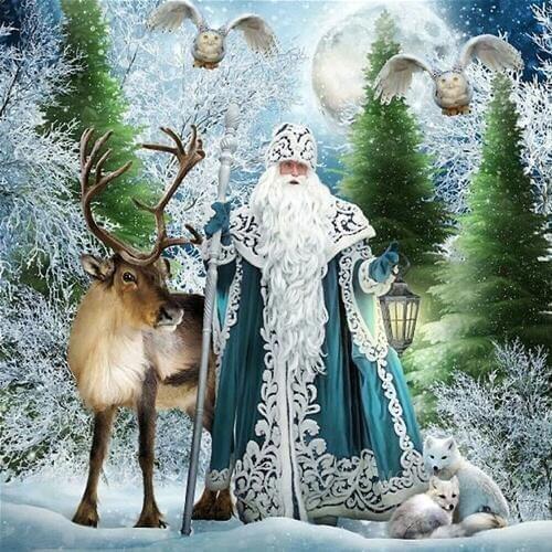 5D DIY Diamond Painting "Santa Claus deer Snow scene" Full Drill Resin Diamond Embroidery Cross Stitch Home Decor