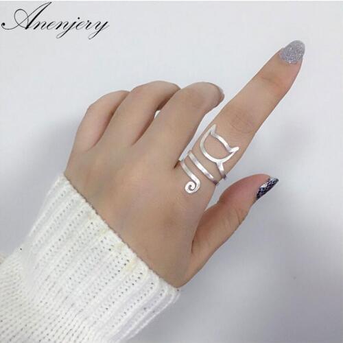 ANENJERY 925 Sterling Silver Personality Design Wrap Around Cat Rings For Women Girl Jewelry anillos Size 18mm S-R280