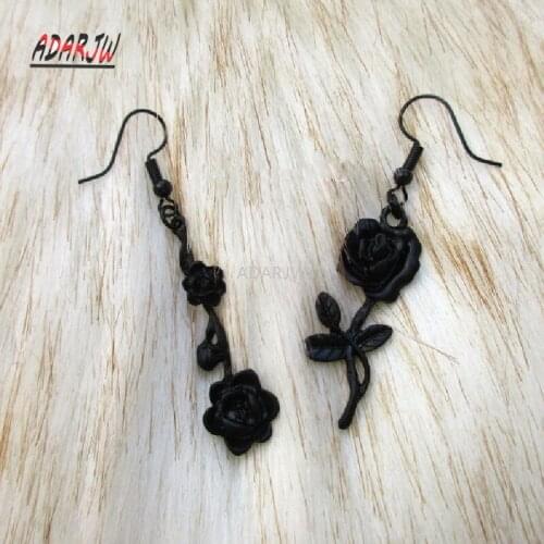 Asymmetrical Black Rose Earrings Pink Vintage Gothic Rockabilly Rock Punk Biker Romantic Dark Jewelry Womenmagic Gift Pagan