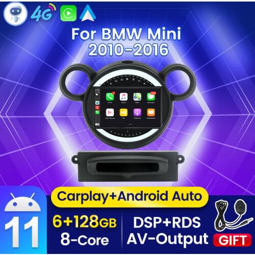 Carplay Auto Android 11 DSP Car Radio for BMW Mini Cooper R56 R60 2010-2016 Multimedia GPS Navigation Video Player Tape Recorder