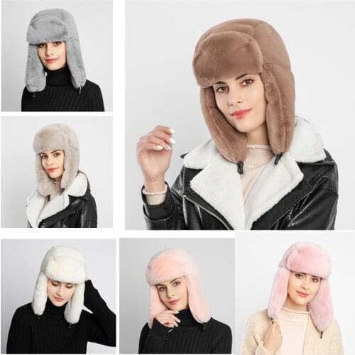 7Colors Velvet Warm Plus Plush Hats With Earmuff Faux Fur Ski Cap Unisex Windproof Outdoor Riding Ladies Winter
