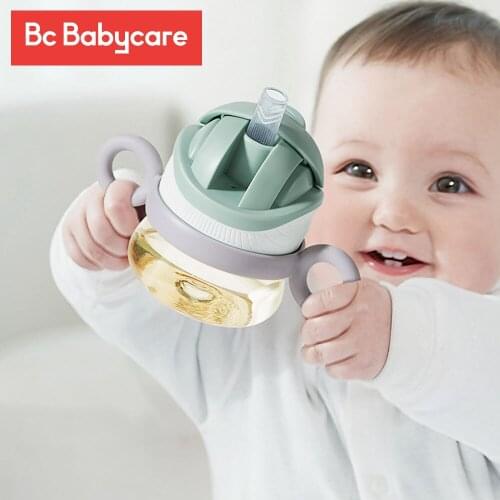 BC Babycare Baby Sippy Cup Learn Feeding Drinking Water V-Straw Handle Baby Bottle Leak-Proof Shoulder Strap Training Cup 80ml