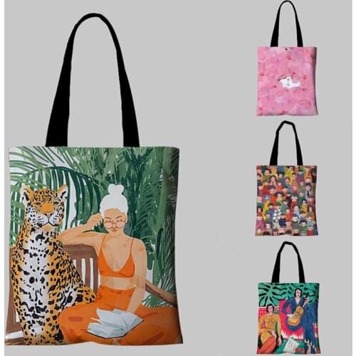 Women Large Reusable Travel Bag 3D Leopard Print Tote Bag Beauty Tiger Jungle Drawing Beach Night Paintings-05