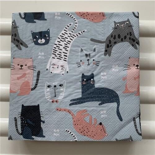 Decoupage paper napkins cute tissue vintage towel cartoon animal cat kid boy girl birthday wedding party home beautiful decor 20