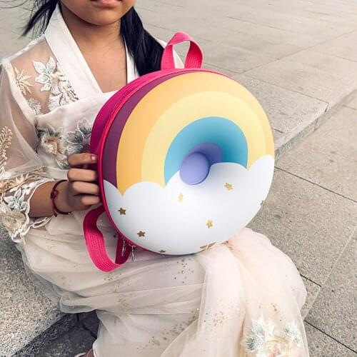 Children Cute Donut Rainbow Backpack Kids Kindergarten School Book Bag Cartoon Casual Students Bagpack