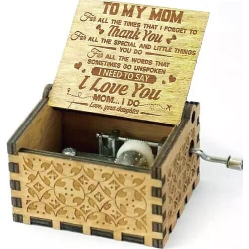 Antique Carved Wood Music Box My Sunshine To My Mom mom Christmas Birthday Party Send Gift Coffin Decor Anonymous Gift R4U3
