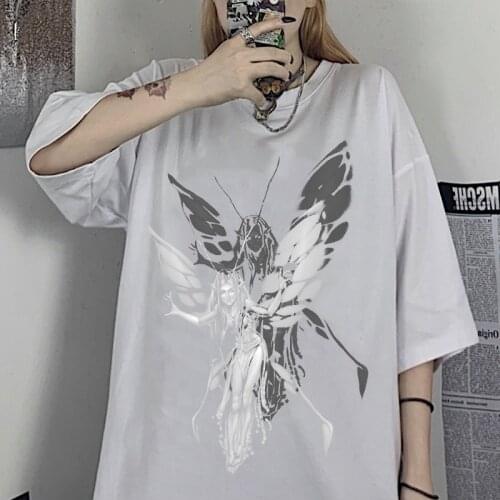 Harajuku Aesthetic Graphic tees Damaged vintage Hip Hop Long sleeve t shirt oversized t shirt Streetwear Harajuku Summer Tees