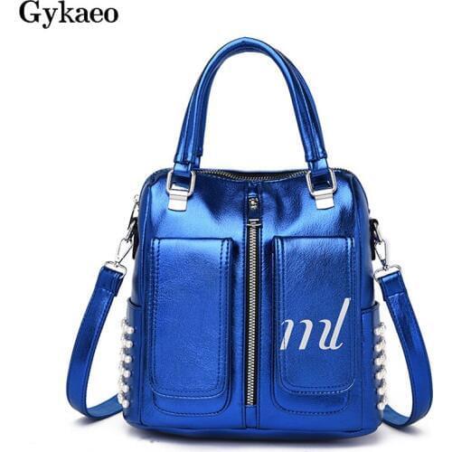 Gykaeo 2020 Winter Ladies Street Fashion Tote Bags Handbags Women Famous Brands PU Leather Beading Shoulder Bag Sac A Main Femme
