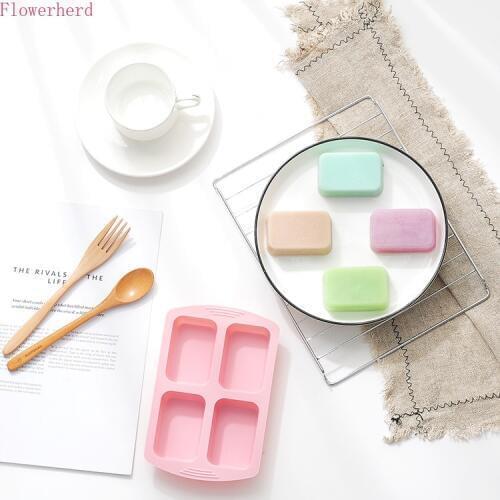Soap Making Tools Silicone Cake Mold 4 Grid Square Baking Tool DIY Chocolate Candy Mold Handmade Soap Mold Soap Form Pastry Tool