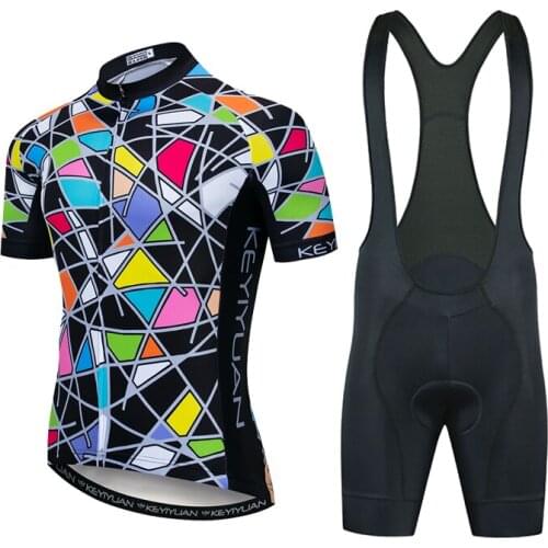 2021 Summer Men Cycling Jersey Bib Shorts Set Mountain Bike Bicycle Suit Anti-UV Bicycle Team Racing Uniform Clothes