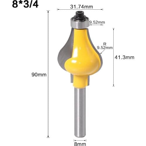8mm Shank Traditional Thumbnail Classical & Beaded Handrail Router Bit Set Woodworking cutter Tenon Cutter