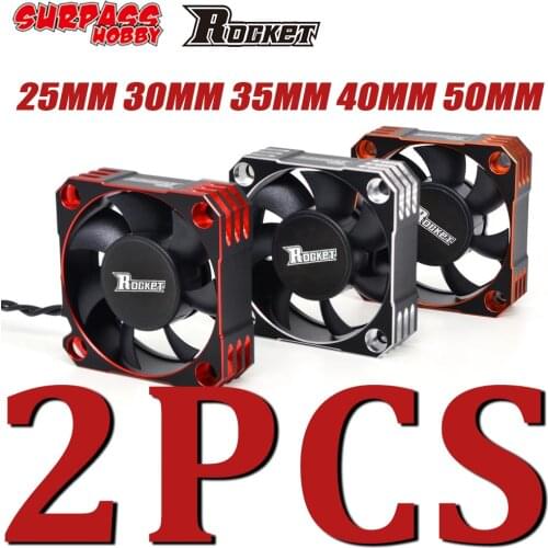 SURPASS HOBBY Rocket 2PCS Motor Cooling Fan Cool Fans 25mm 30mm 35mm 40mm 50mm Heat Sink Metal for 1/8 1/10 Brushless RC CAR