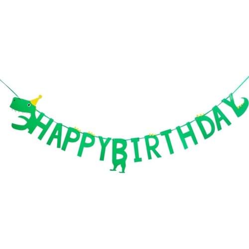 Cute Dinosaur Themed Bunting Banner Green HAPPY BIRTHDAY Bunting Garland Party Decor for Happy Birthday Decoration