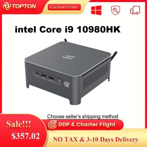 TOPTON Mini PC Windows 10 Intel i9 10880H 8 Core 16 Threads 2*DDR4 2*M.2 NVME 2*Lan Barebone System DP HDMI HTPC NUC 4K Computer