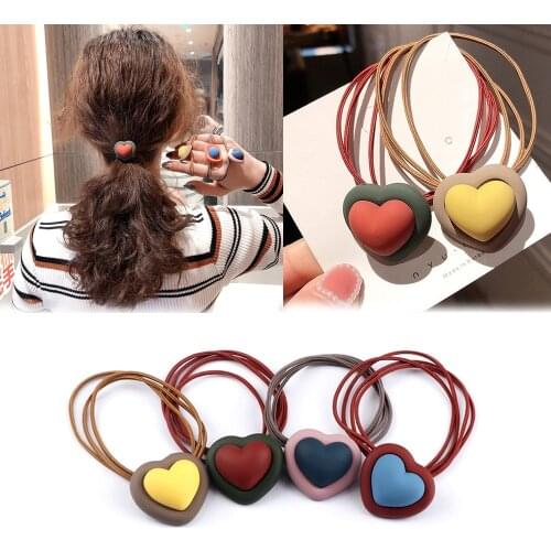 Cartoon Contrast Love Color Headwear Kids Elastic Hair Bands Princess Baby Headdress Nylon Hair Rope Children Girls Accessories