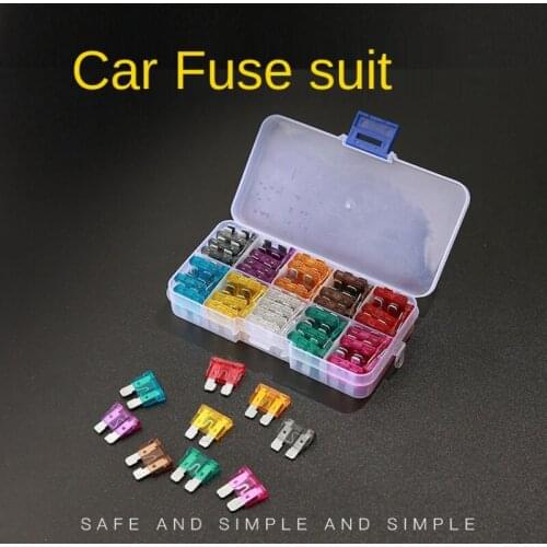 100Pcs Profile Medium Size Blade Type Car Fuse Assortment Fuse Set Auto Car Truck with Box Clip 2/3/5/7.5/10/15/20/25/30/35A