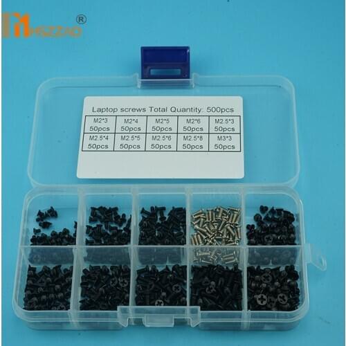 500Pcs M2 M2.5 M3 KM Screw Flat Head Phillips Screws Laptop Notebook Screws Set Kit for computer small screw