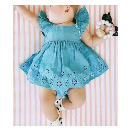 Summer New Baby Girls Lace Cotton Sling Romper