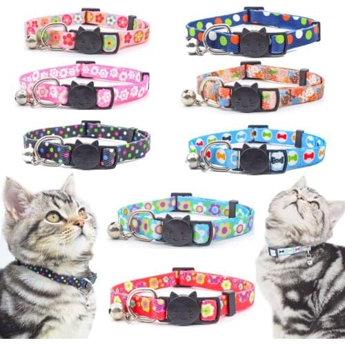Cat Collar Breakaway with Bell Soft Cute Print Kitten Collars Safety Quick Release Adjustable Cat Necklace Collar for Cat Puppy