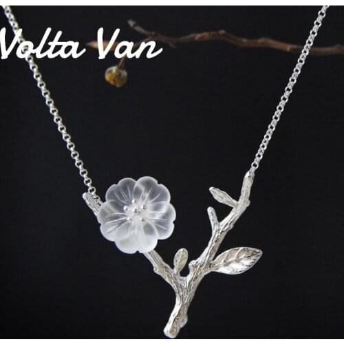 Volta Van Pendant Necklaces 925 Sterling Silver Natural Crystal 2021 New Trendy Fine Jewelry Branches Flowers Party Necklaces