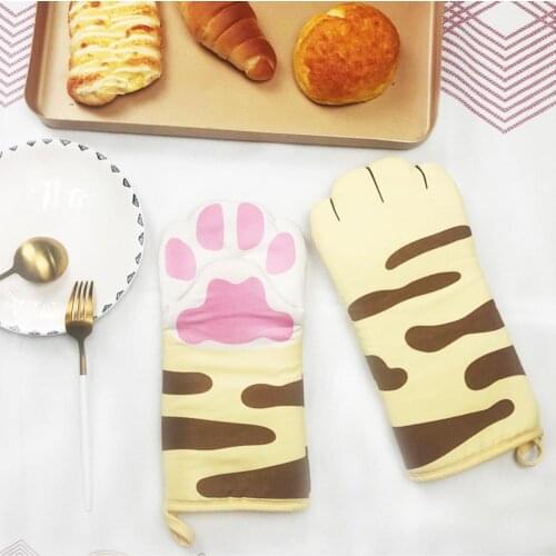 Oven Mitt Heat Insulation Oven Glove Anti-Scald Cotton Glove Perfect for Microwave Oven and Baking