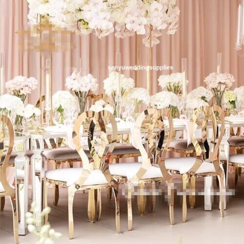Romantic gold metal frame rectangle flower arrangement floral stand for wedding table senyu1956