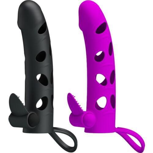 Silicone Penis Enlargement Reusable Condom Vibrator Cock Ring Dick Extender Sleeve Condoms for Men Adults Intimate Goods Product