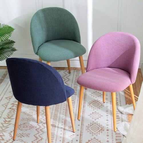 Nordic Polar Fleece Curved Back Office Chair Cover Low Back Seat Slipcover Shell Chairs Covers Dining Fundas Para Sillas