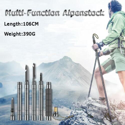 Outdoor Defense Tactical Walk Stick Alpenstock Multitool Camping Equipment Hiking Mountaineering Trekking Pole Survival Tool