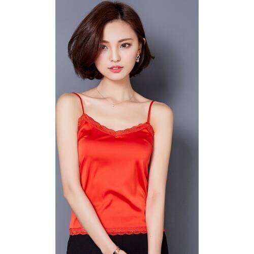 Camisole Women Top 2020 Sexy Modis Silk Lace Feminine Tank Tops Slim Temperament Lnside Femme Camisole Black White Summer New