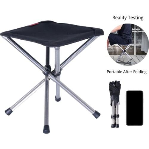 Retractable Folding BBQ Stool Camping Fishing Chair Outdoor Portable Foldable Chair Load Bearing Travel Picnic Beach Chairs
