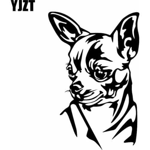 YJZT 10.8X16.3CM Intereting Chihuahua Decal Vinyl Car Stickers Windows Decor Black/Silver C24-1597