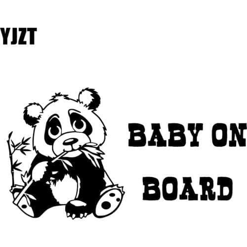 YJZT 16.9X9.3CM Cute Animal Panda BABY ON BOARD Warning Car Sticker Rear Windshield Decoration Decal C25-0304