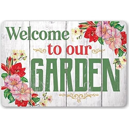Funny Bathroom Quote Vintage Metal Tin Sign Wall Decor Tin - Welcome to Our Garden - Metal Sign - 8x12 IndoorOutdoor-Makes a