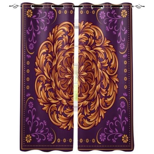Purple Texture Mandala Pattern Window Curtain Home Decor Curtains for Living Room Bedroom Kitchen Curtain Panel